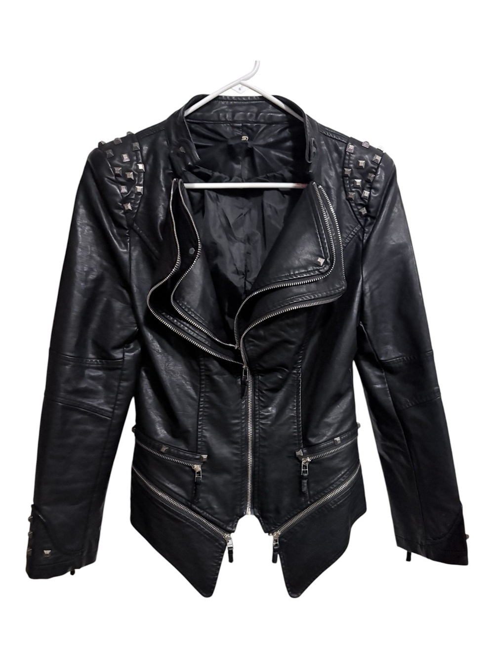SX Black Studded Faux Leather Moto Biker Jacket XS